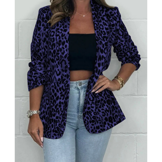 💞Blazer cu mânecă lungă cu imprimeu leopard pentru femei