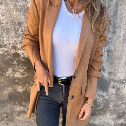 💕 Femeile Casual Lapel Mid-Long buton în jos Coat