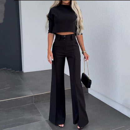 💕Set elegant pentru femei cu top și pantaloni cu picioare largi