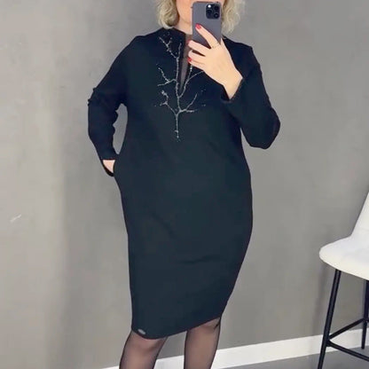 💖 Rochie simplă de modă elegantă cu decolteu rotund